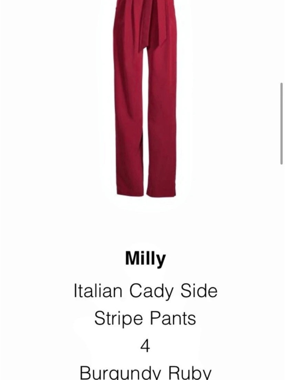 Milly Italian Cady Side Stripe Pants Red Size 4